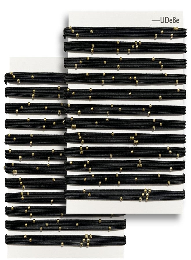 UDeBe Fashion Hair Ties with Golden Beads, Thin Hair Elastics Tie for Thick Hair, 24 PCS Black. - Image 1